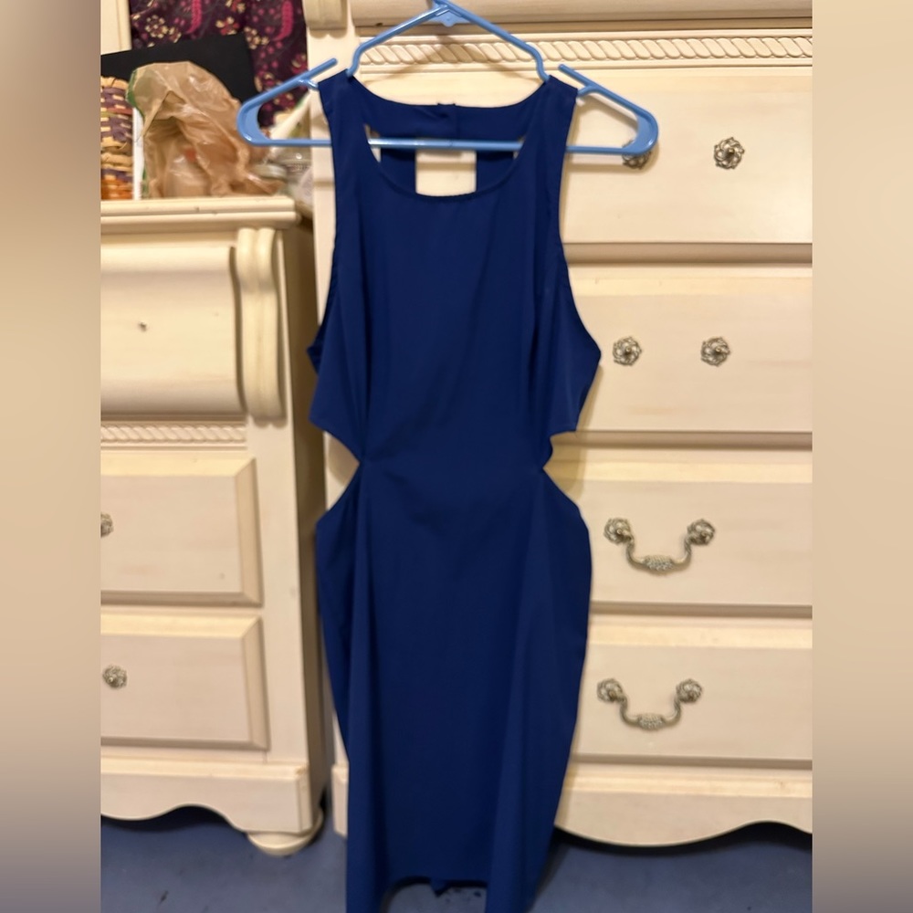 Lulus women’s large cut out dress navy mid thigh length